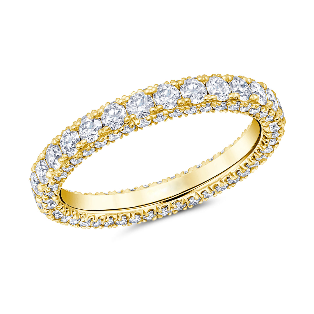 Single Row Triple Sided Diamond Eternity Band in 18K Yellow Gold