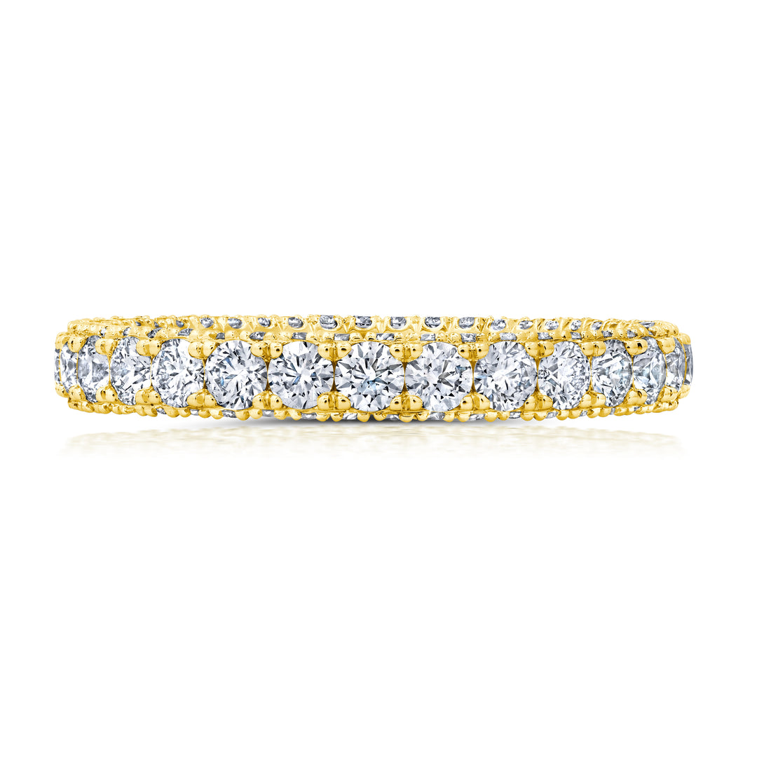 Single Row Triple Sided Diamond Eternity Band in 18K Yellow Gold