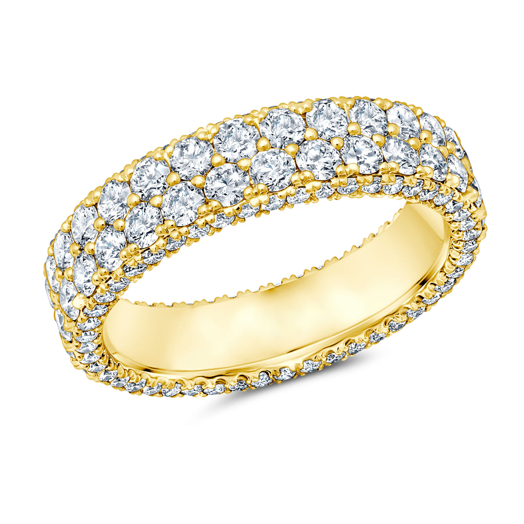 2 Row Triple Sided Diamond Eternity Band in 18K Yellow Gold