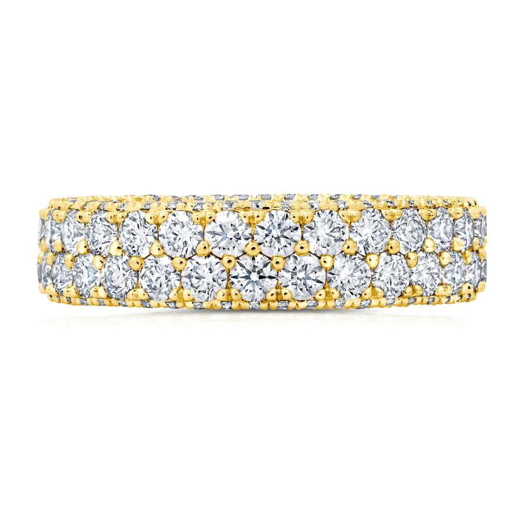 2 Row Triple Sided Diamond Eternity Band in 18K Yellow Gold