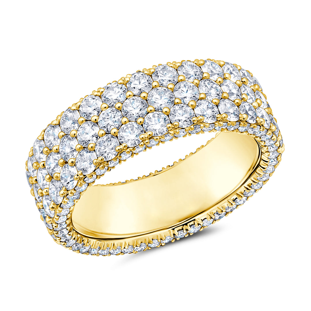 Three Row Top & Side Diamond Eternity Band in 18K Yellow Gold