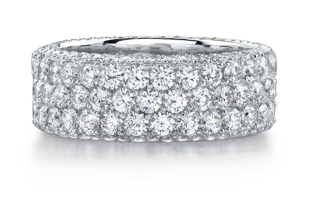 Three Row Top & Side Diamond Eternity Band