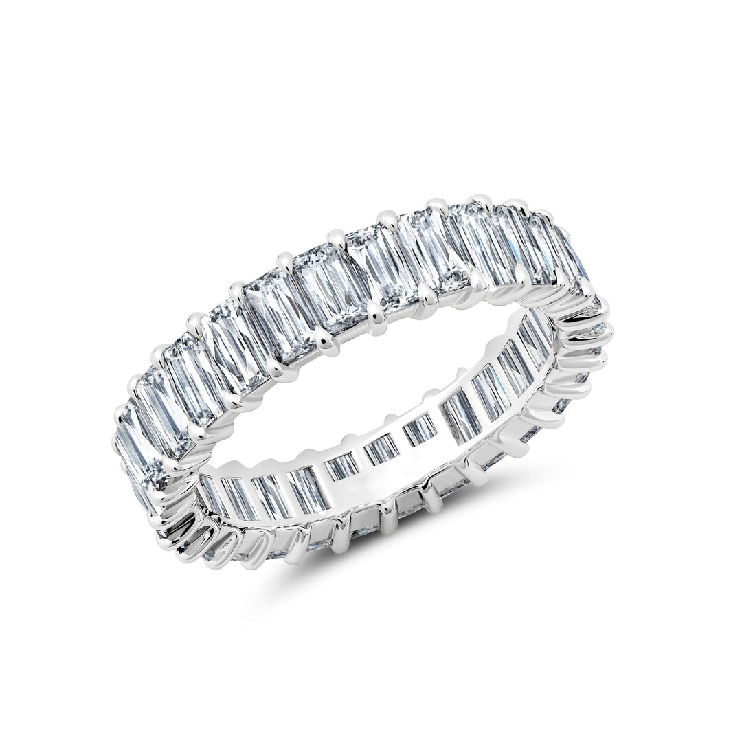 French Cut Diamond Shared Prong Eternity Band in Platinum