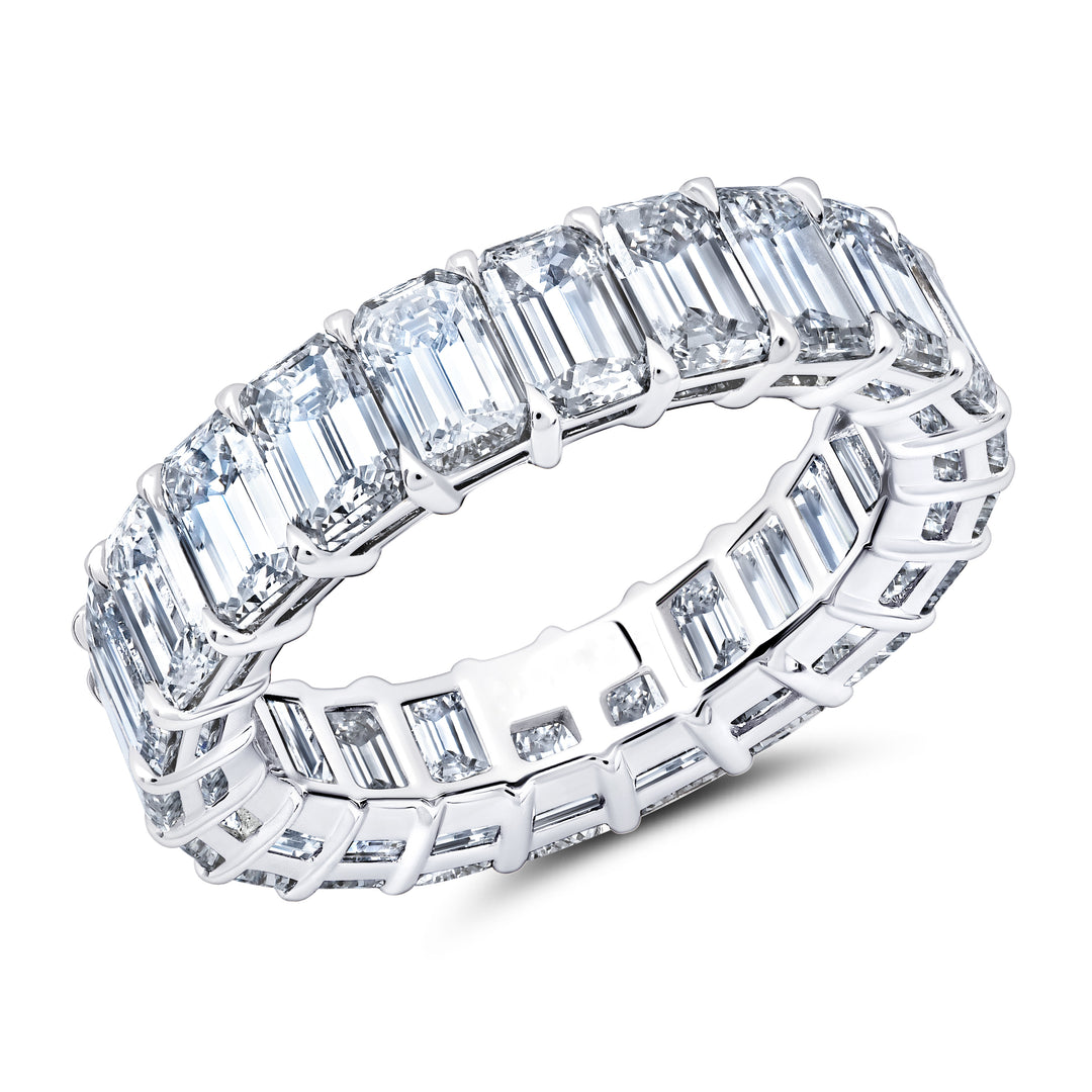 7.05ctw Emerald Cut Diamond Shared Prong Eternity Band