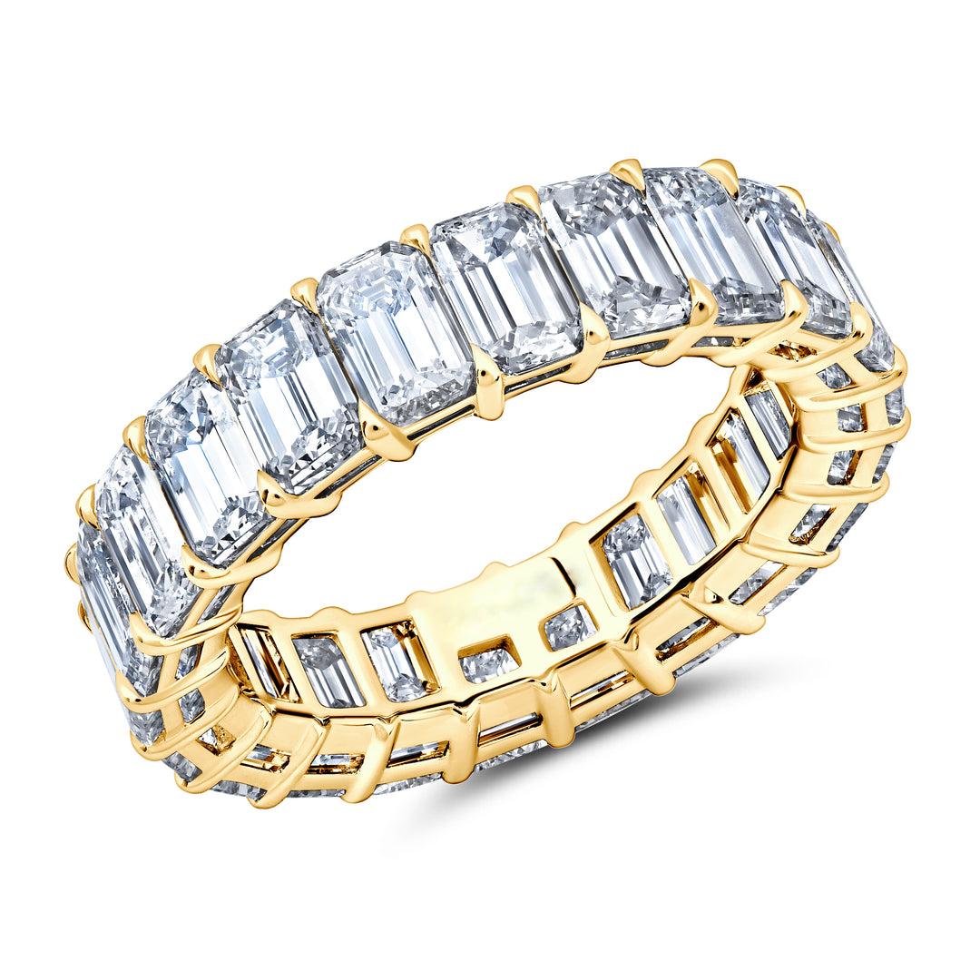 Emerald Cut Diamond Shared Prong Eternity Band