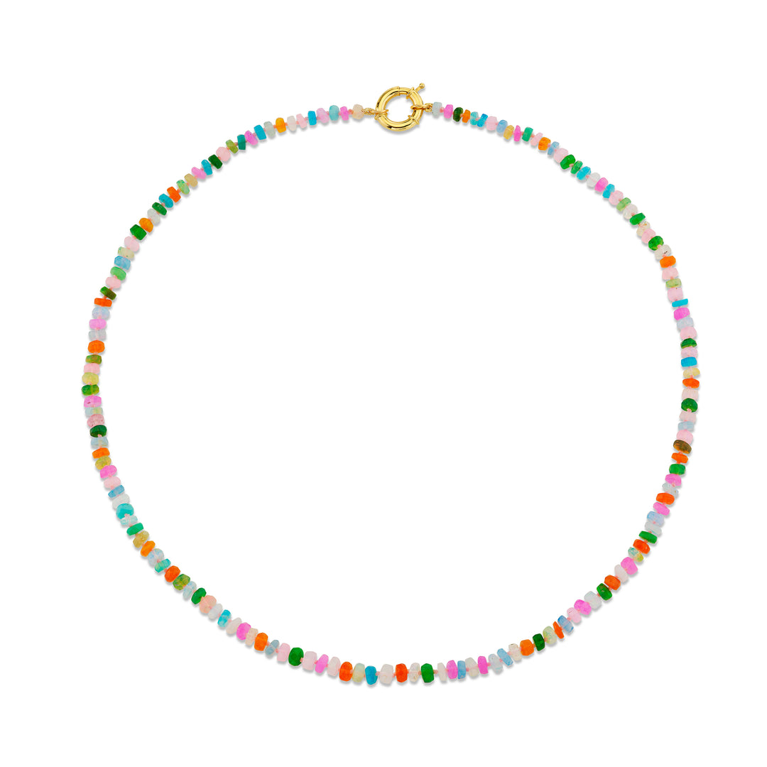 Multi-Colored "Over the Rainbow" Ethiopian Bead Necklace with 14K Yellow Gold Spring Clasp
