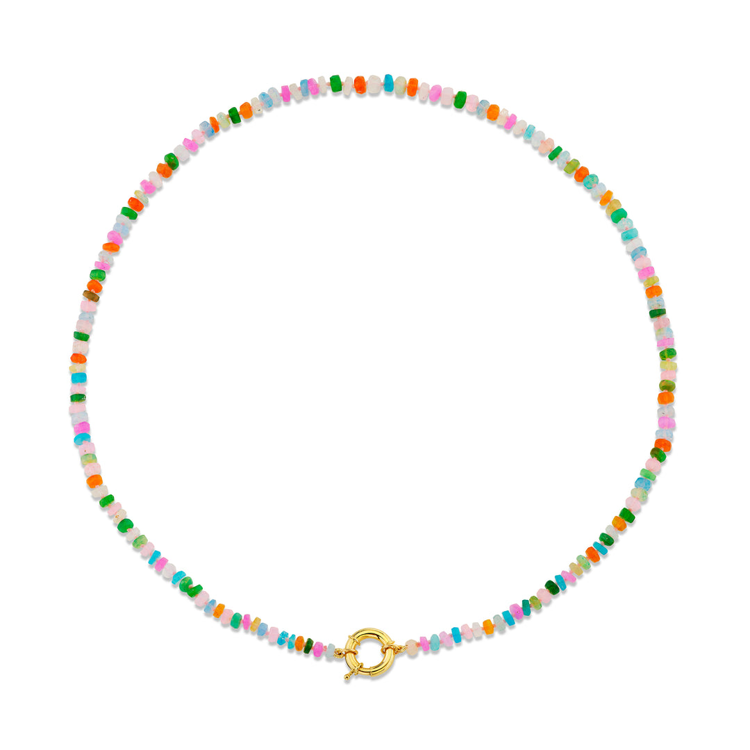 Multi-Colored "Over the Rainbow" Ethiopian Bead Necklace with 14K Yellow Gold Spring Clasp