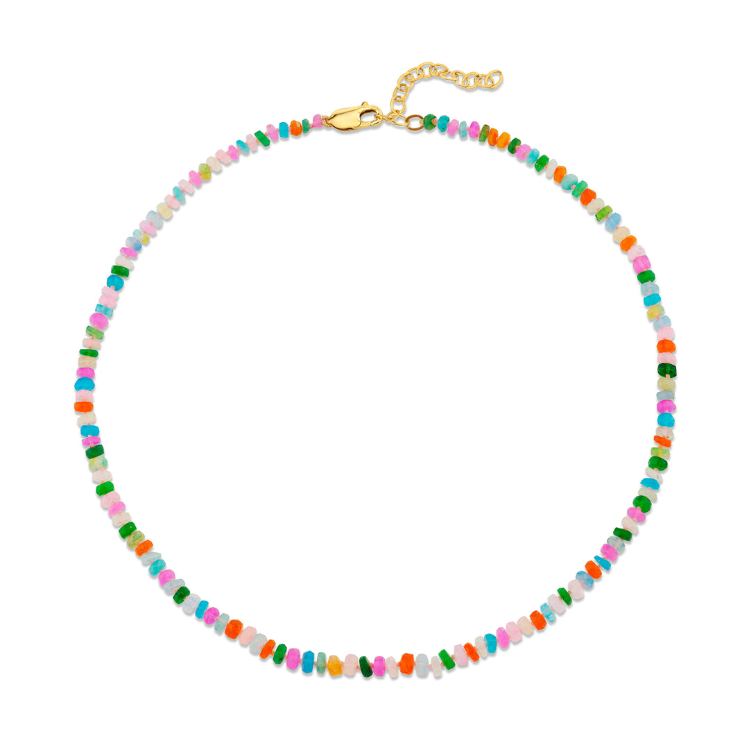 Multi-Colored "Over the Rainbow" Ethiopian Bead Necklace with 14K Yellow Gold Clasp