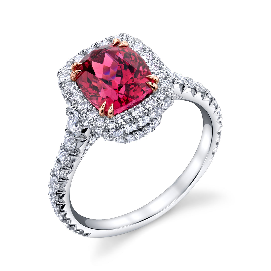 3.17ct Cushion Spinel & Diamond Ring