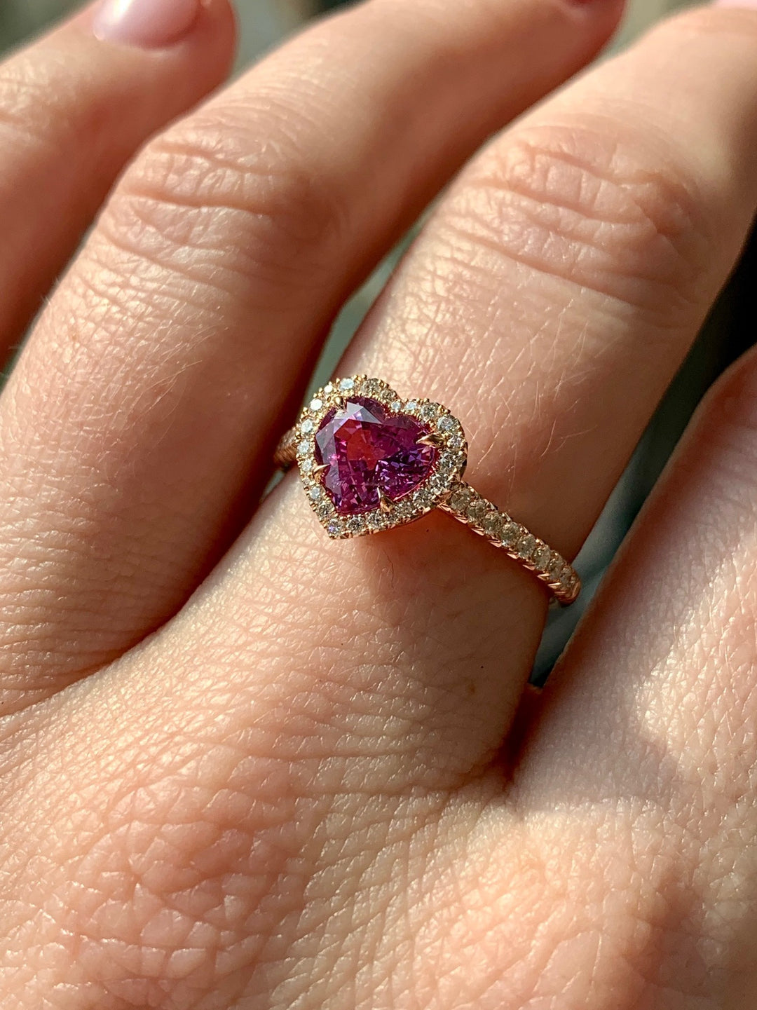 1.35ct Heart Shape Pink Sapphire & Diamond Ring