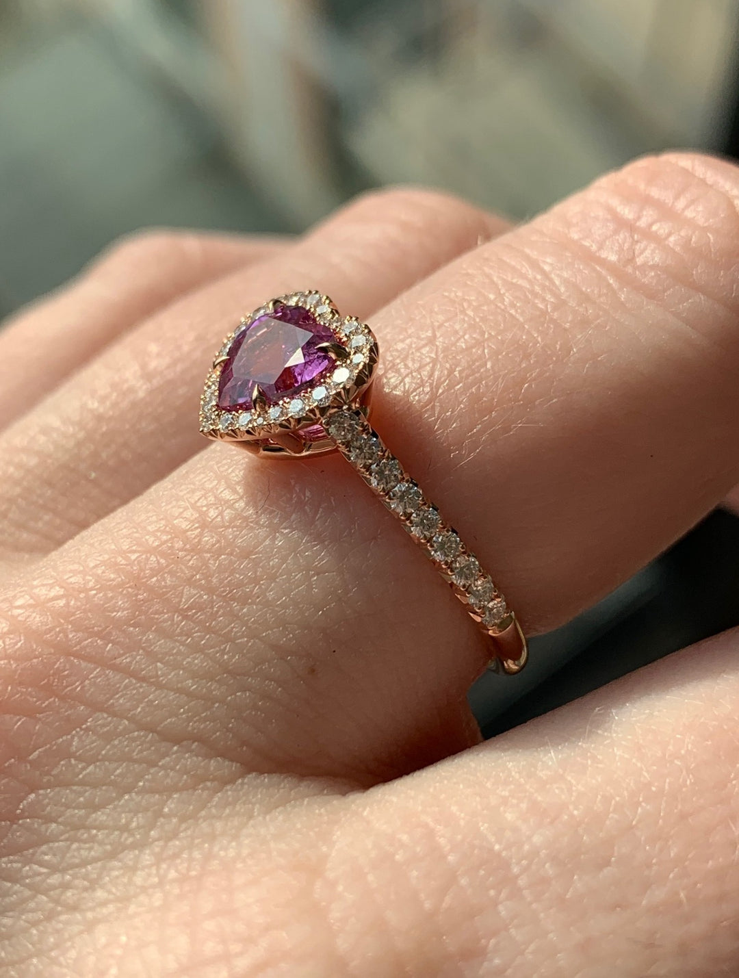 1.35ct Heart Shape Pink Sapphire & Diamond Ring