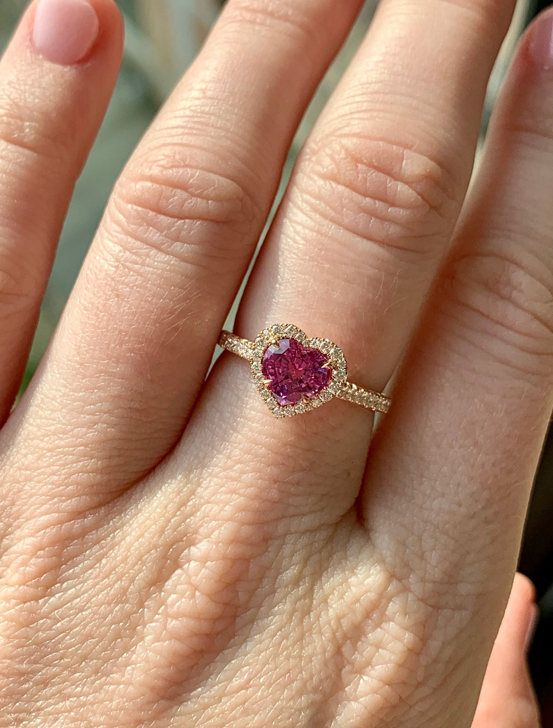 1.35ct Heart Shape Pink Sapphire & Diamond Ring