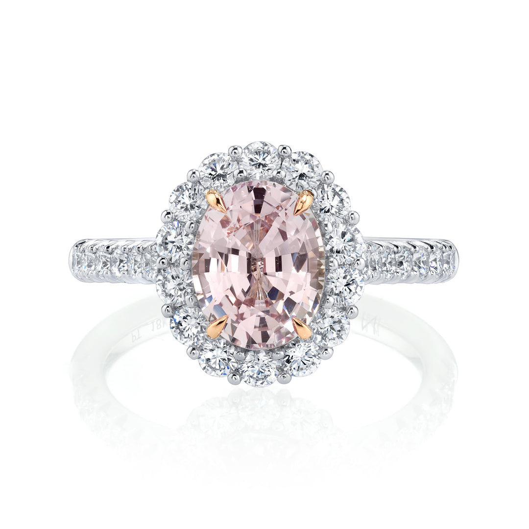 2.28ct Unheated Natural Light Pink Sapphire & Diamond Ring