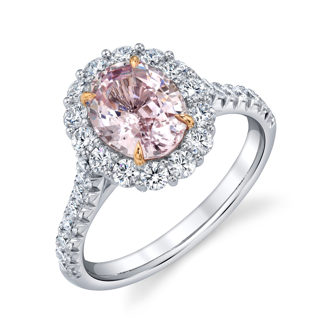 2.28ct Unheated Natural Light Pink Sapphire & Diamond Ring