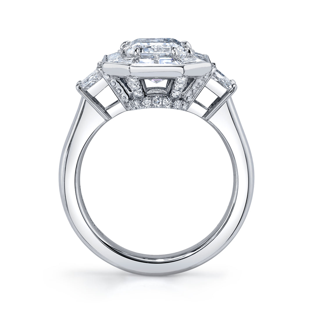 Emerald Cut & Baguette Three-Stone Diamond Ring