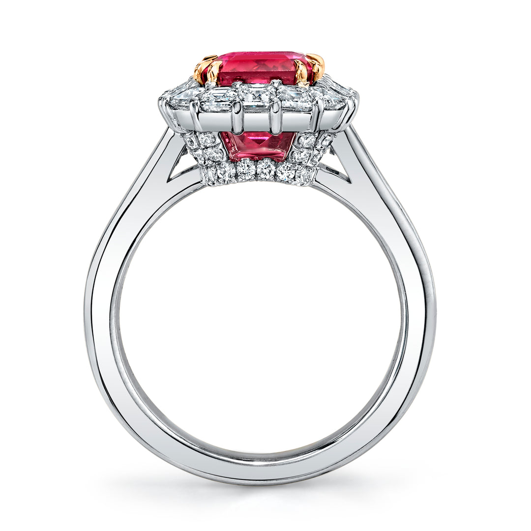 Award Winning 4.88ct Emerald Cut Spinel & Diamond Ring