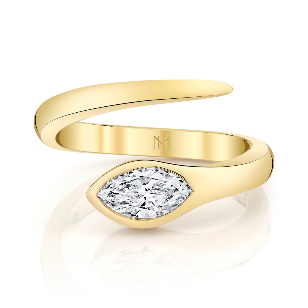 0.70ctw Marquise Natural Diamond Snake Ring in 18K Yellow Gold