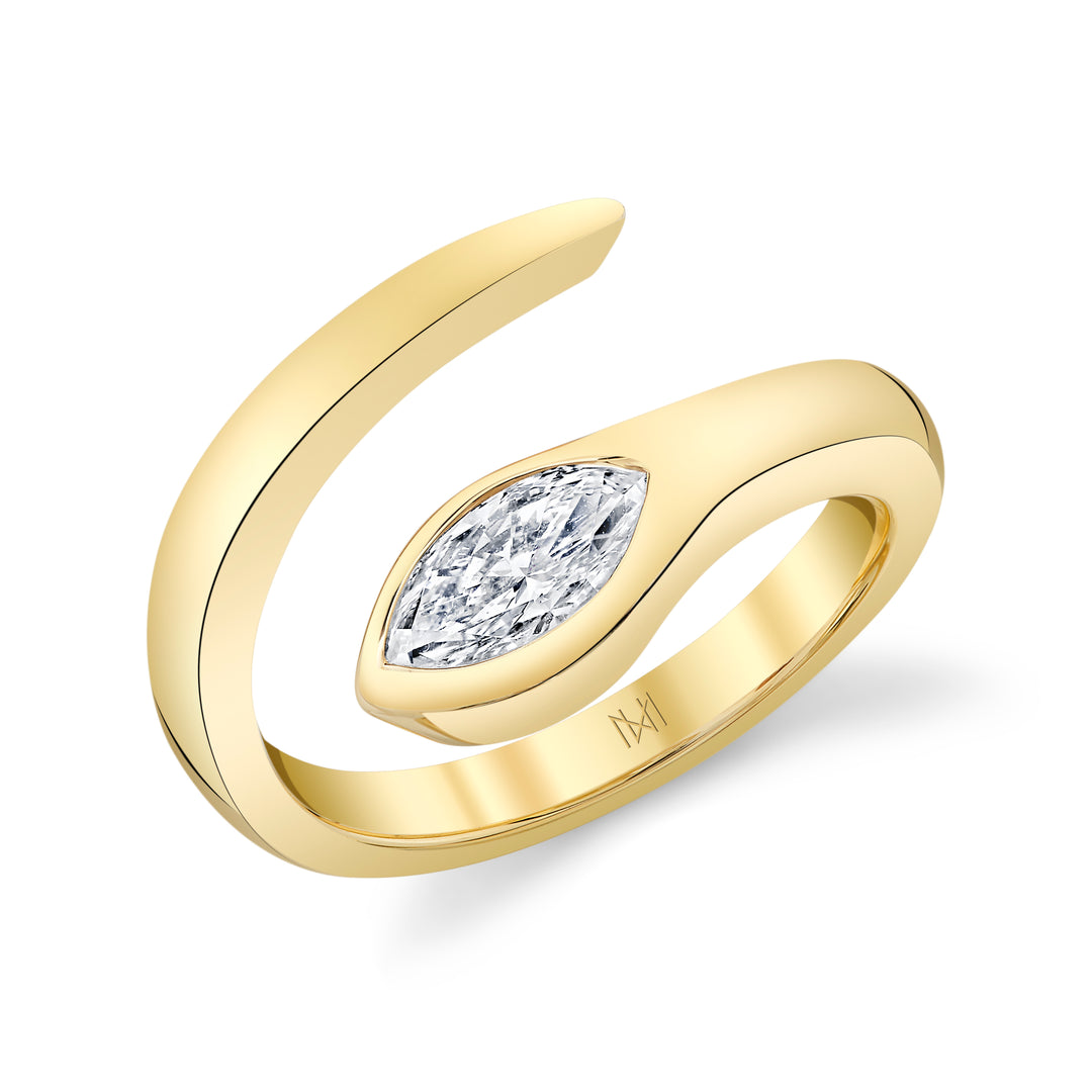 0.70ctw Marquise Natural Diamond Snake Ring in 18K Yellow Gold