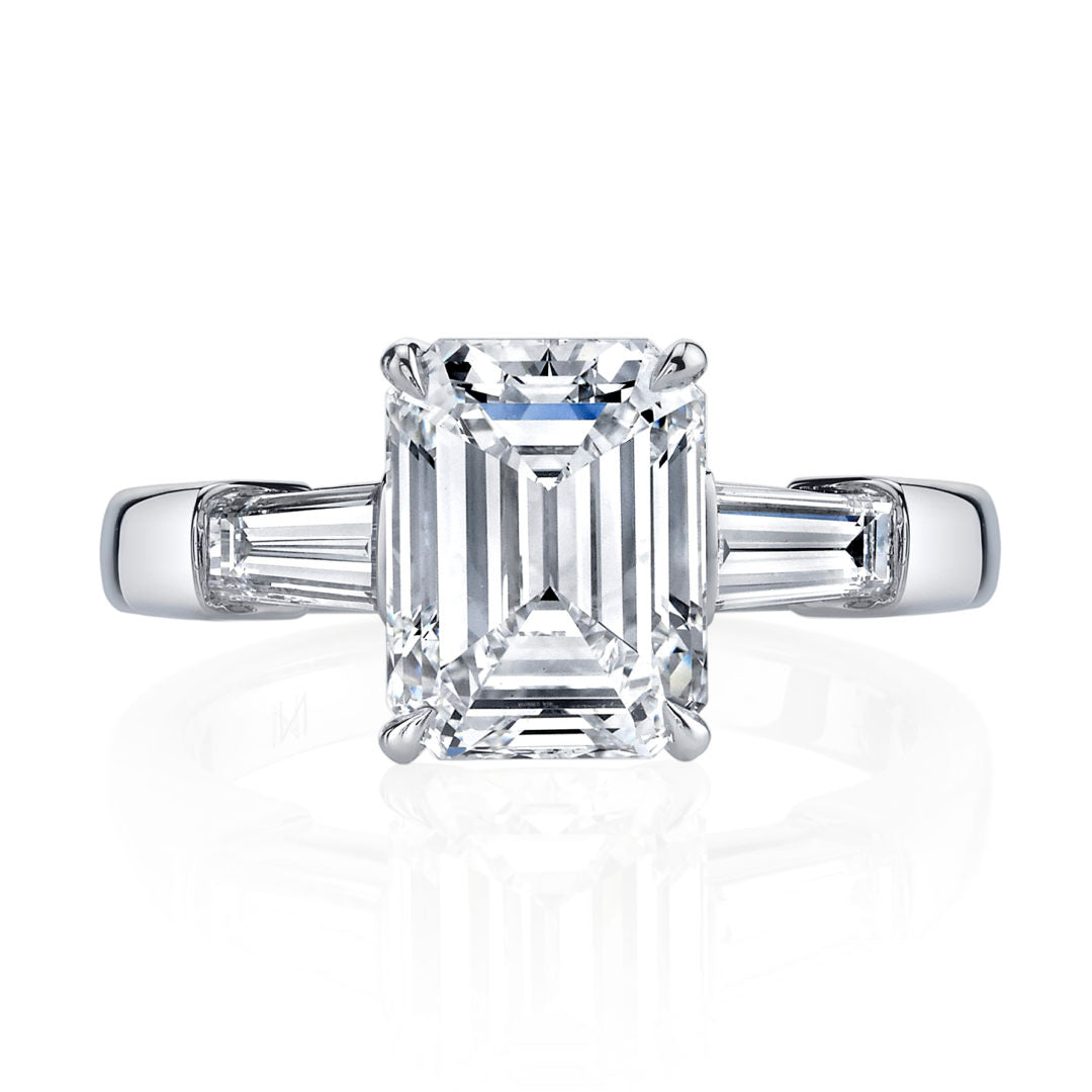 Emerald Cut Tapered Baguette Three Stone Diamond Ring