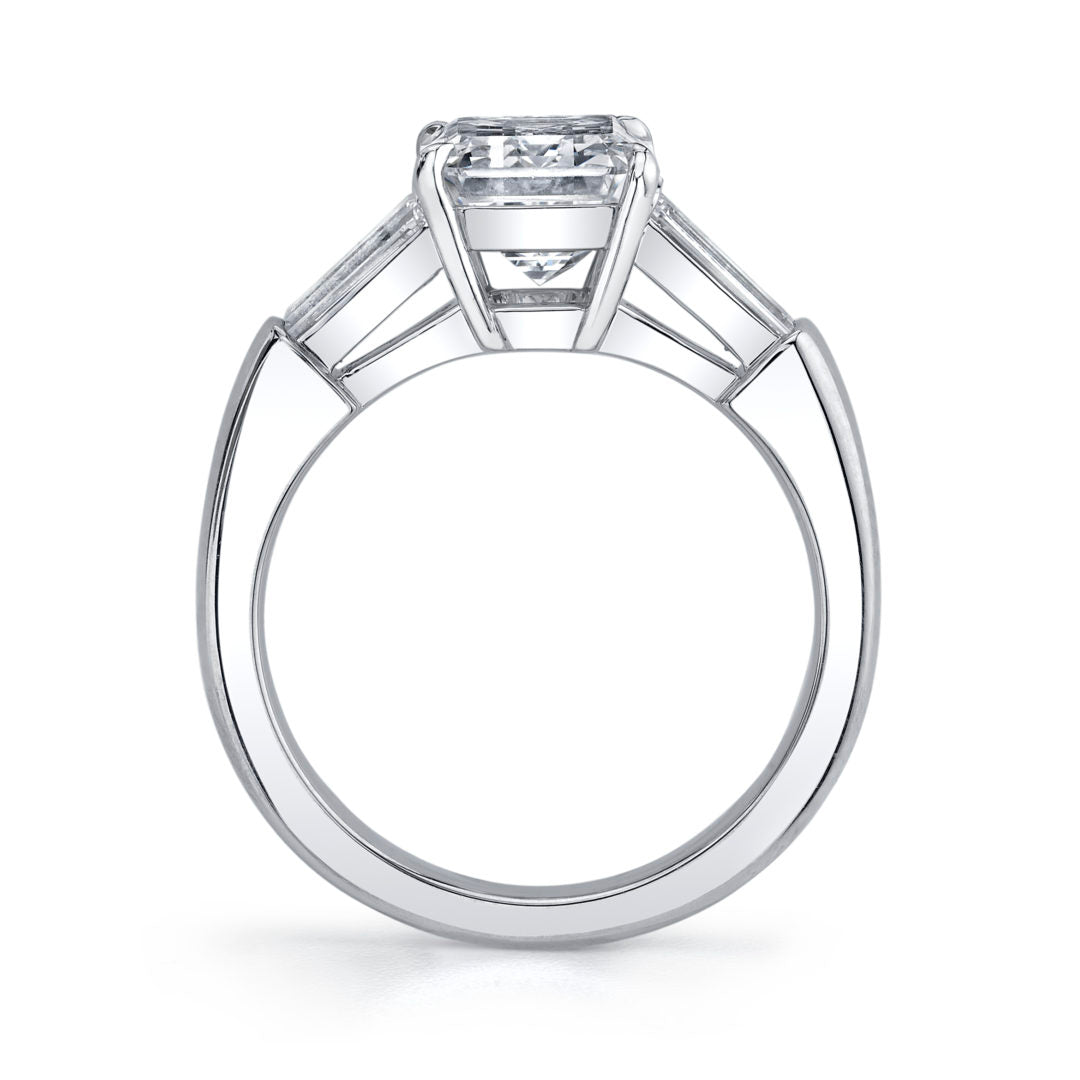 Emerald Cut Tapered Baguette Three Stone Diamond Ring