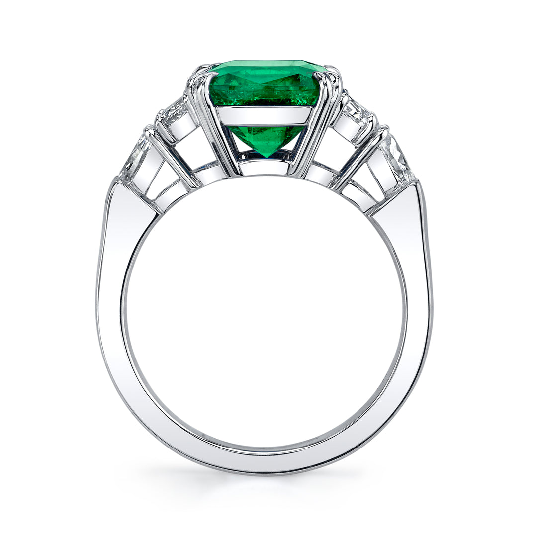 Cushion Colombian Emerald & Diamond Ring