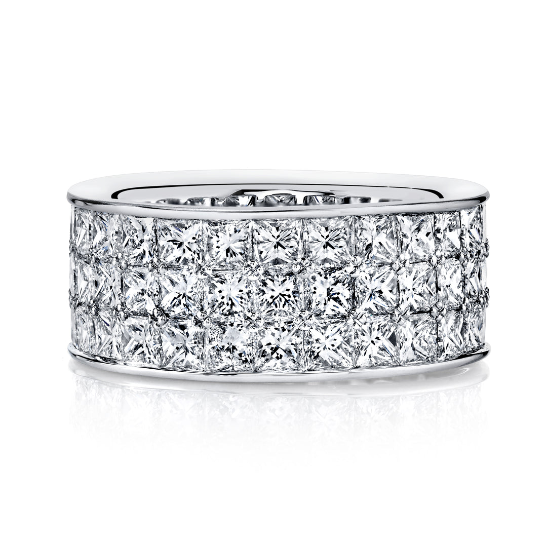 Princess Cut Triple Row Diamond Band