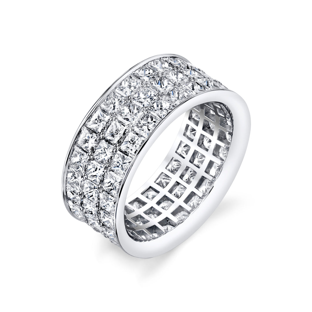 Princess Cut Triple Row Diamond Band