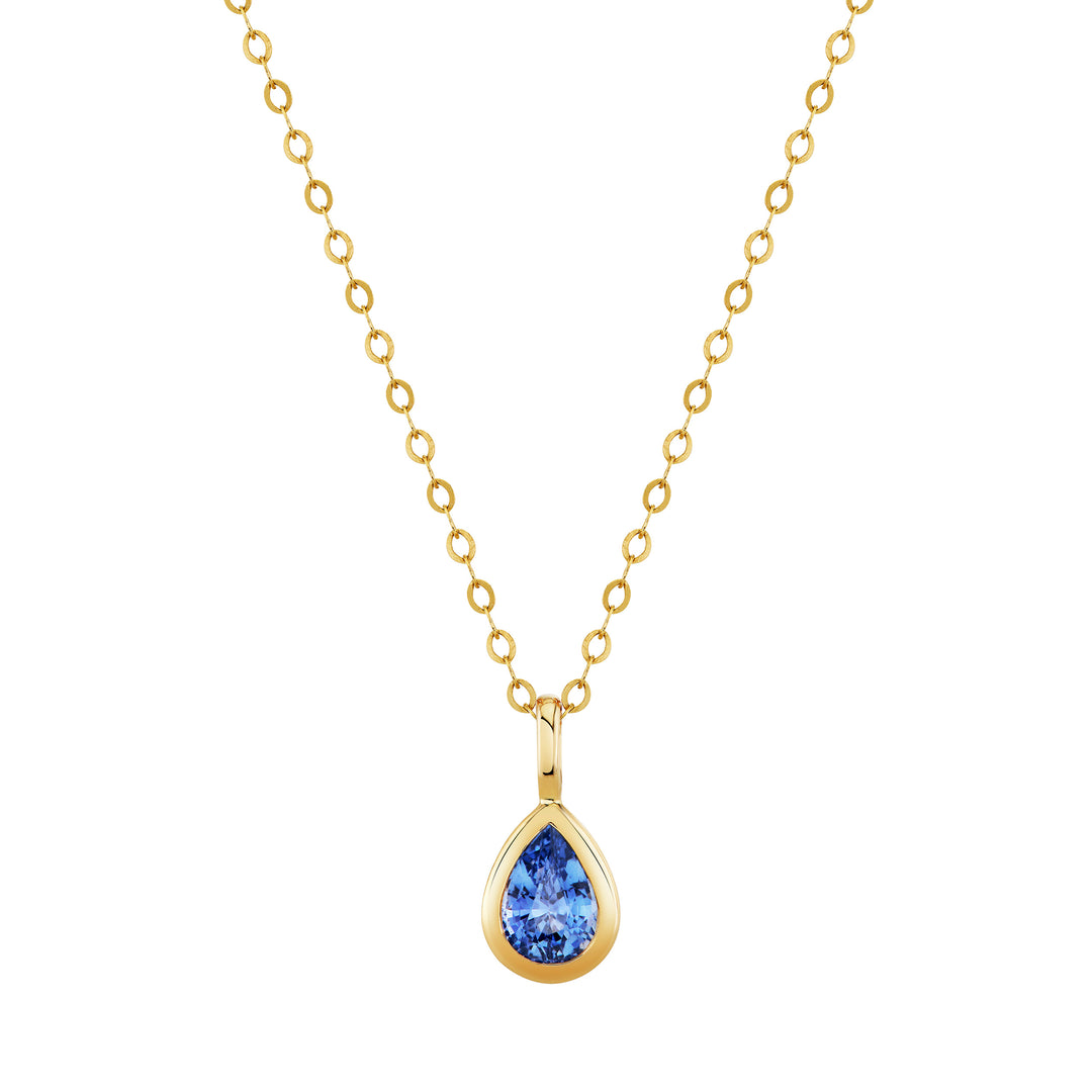 0.76ct Blue Sapphire Bezel Pendant/Charm in 18K Yellow Gold