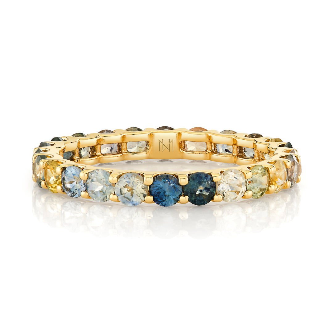 Shared Prong Multi-Colored Montana Sapphire Eternity Band