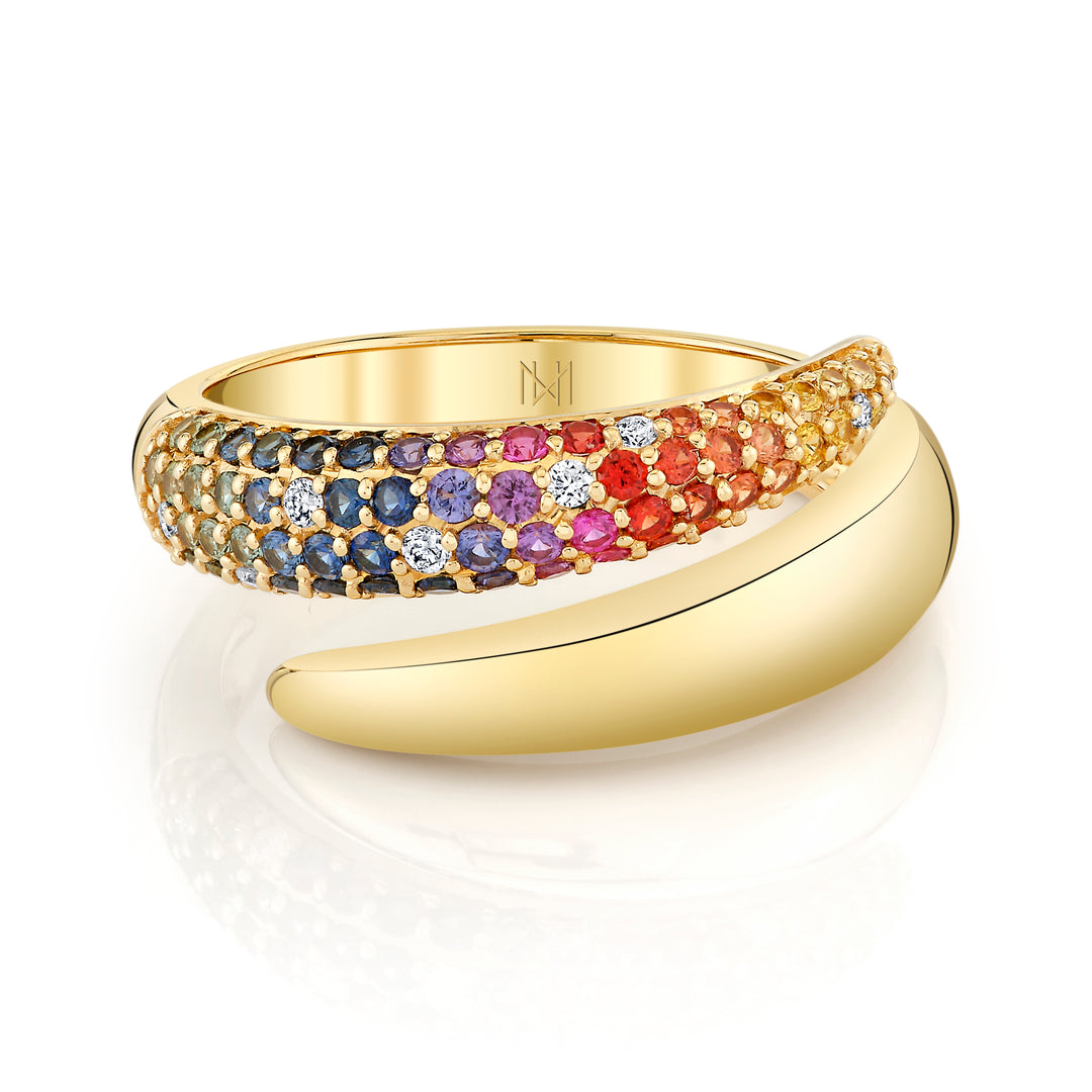 "Over The Rainbow" Sapphire Wrap Ring in 18K Yellow Gold