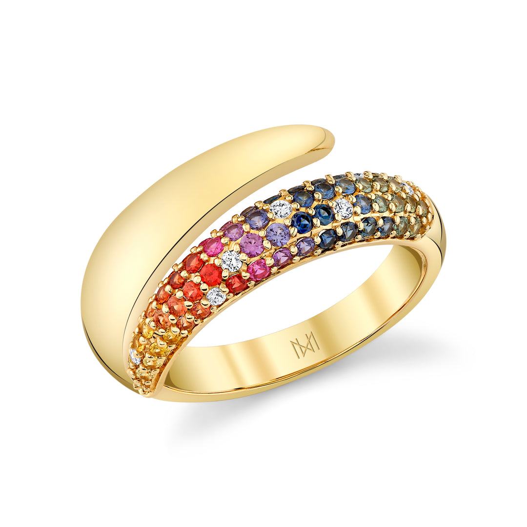 "Over The Rainbow" Sapphire Wrap Ring in 18K Yellow Gold
