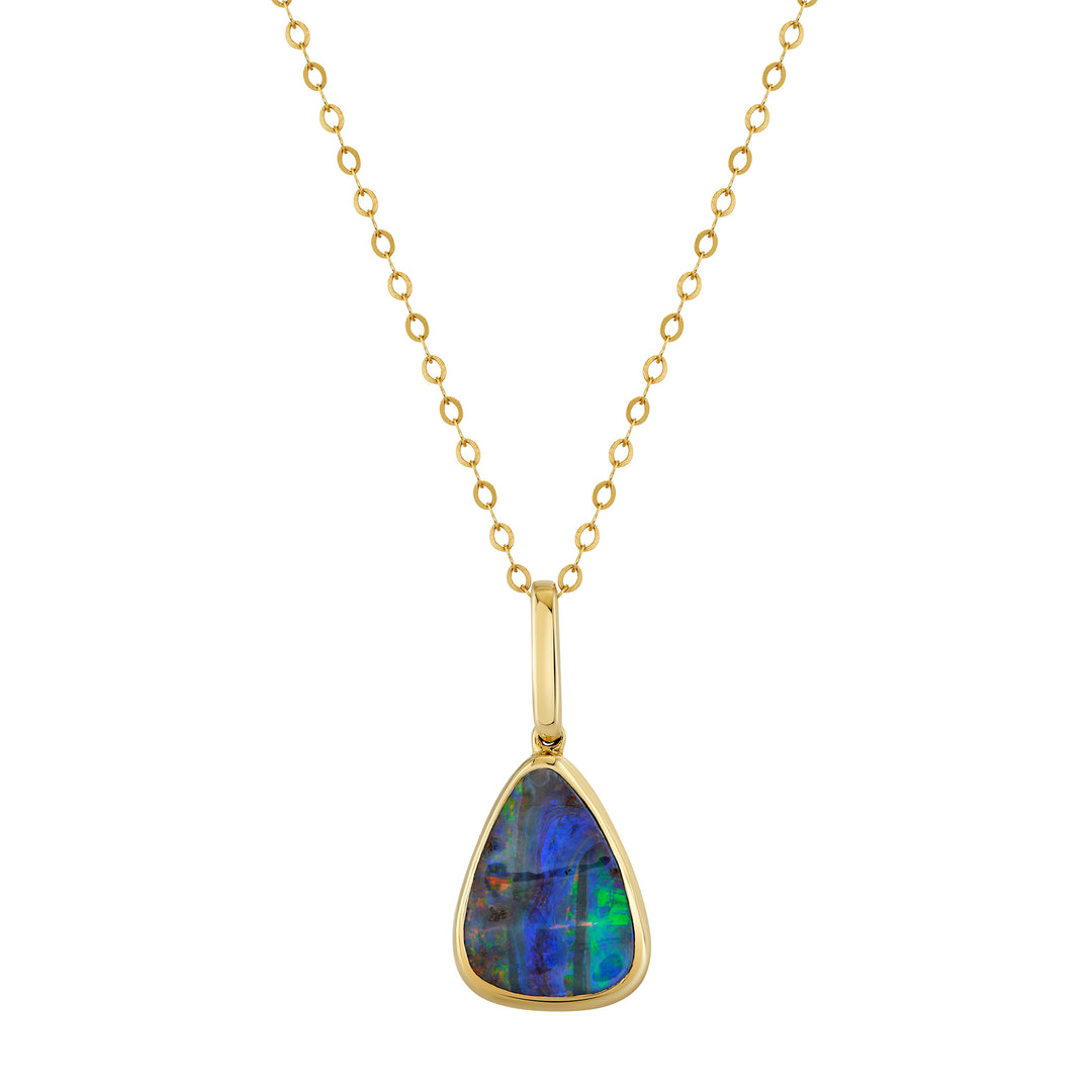 2.30ct Australian Boulder Opal Pendant/Charm in 14K Yellow Gold