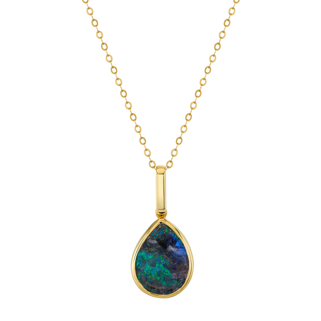 2.50ct Australian Boulder Opal Pendant/Charm in 14K Yellow Gold