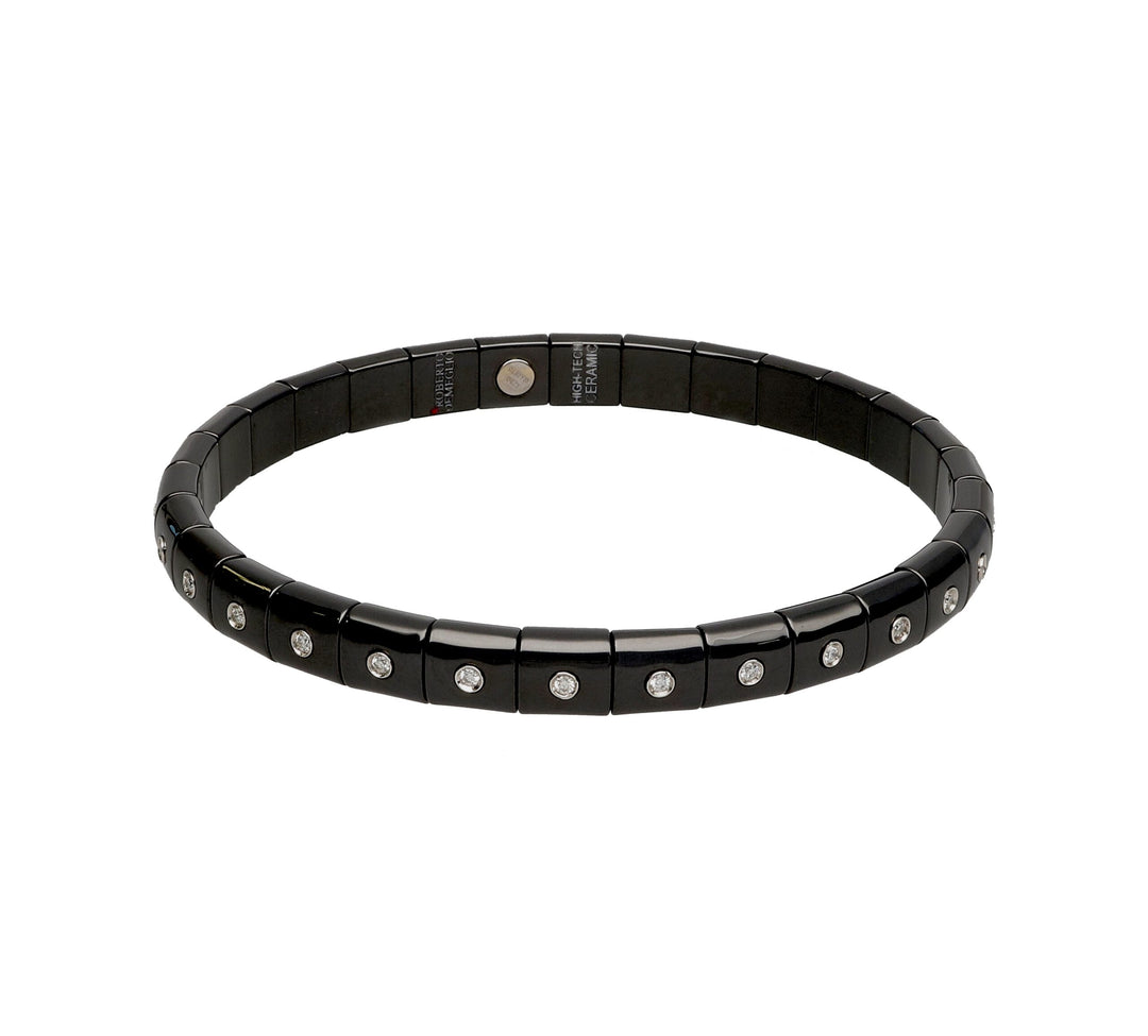 Women's Pura Polish Black Ceramic Stretch Bracelet with Diamonds