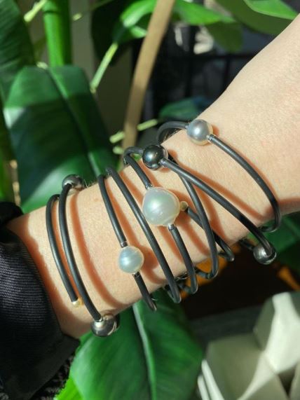 White South Sea Pearl Silicone Coil Bracelet