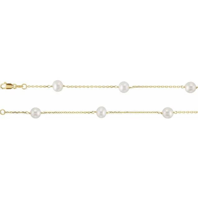 Cultured White Freshwater Pearl 14-Station Necklace