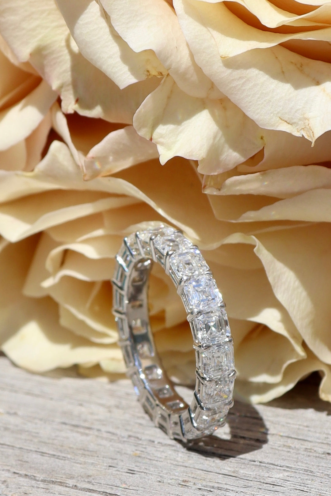 Shared Prong Asscher Cut Diamond Eternity Band