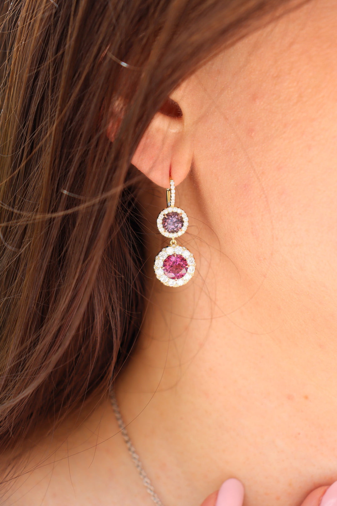 Dazzling Diamond, Spinel & Garnet Dangle Earrings