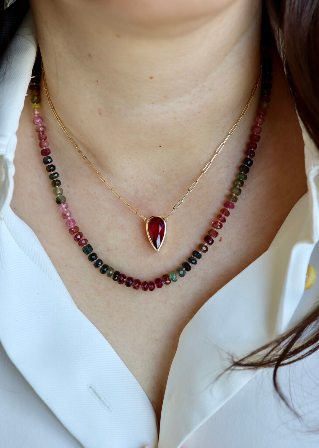 Multi-Colored Tourmaline Candy Beaded Necklace