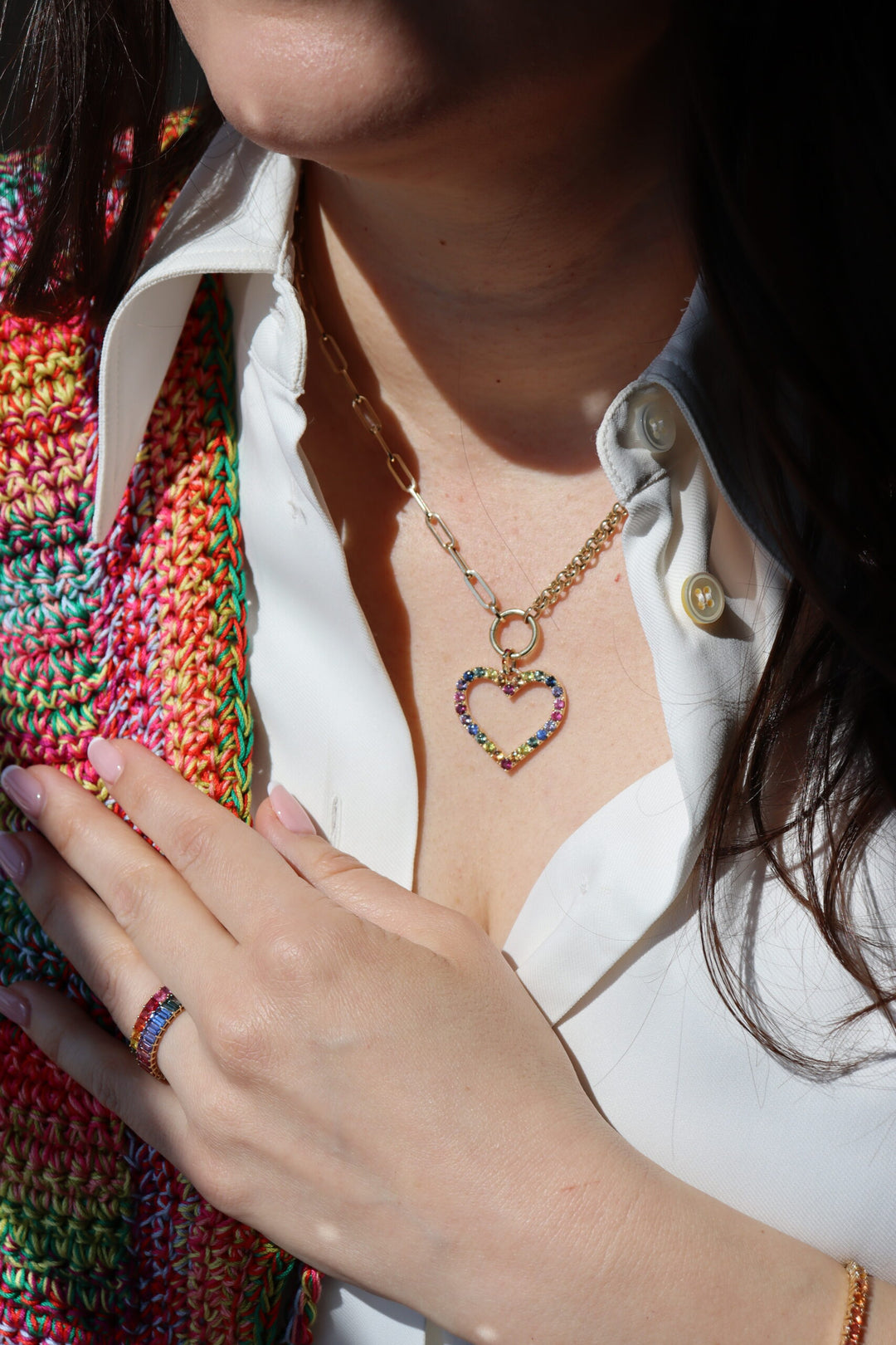 "Over the Rainbow" Baguette Multi-Colored Sapphire Eternity Band