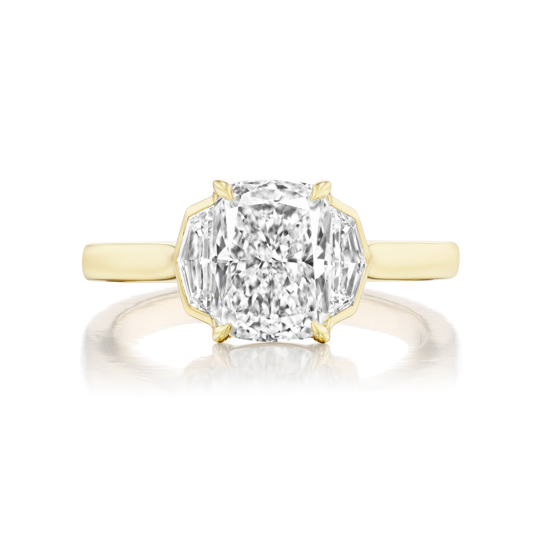 Half-Bezel Set Three Stone Engagement Ring