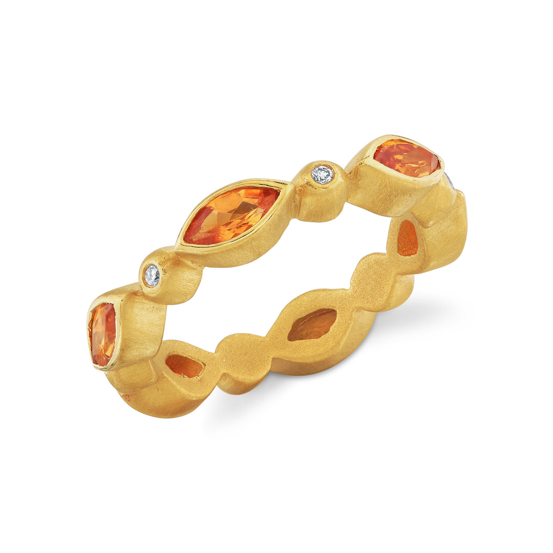 Nicole Mera x Suzy Landa Marquise Spessartite Garnet & Diamond Bezel Stackable Ring in 18K Yellow Gold