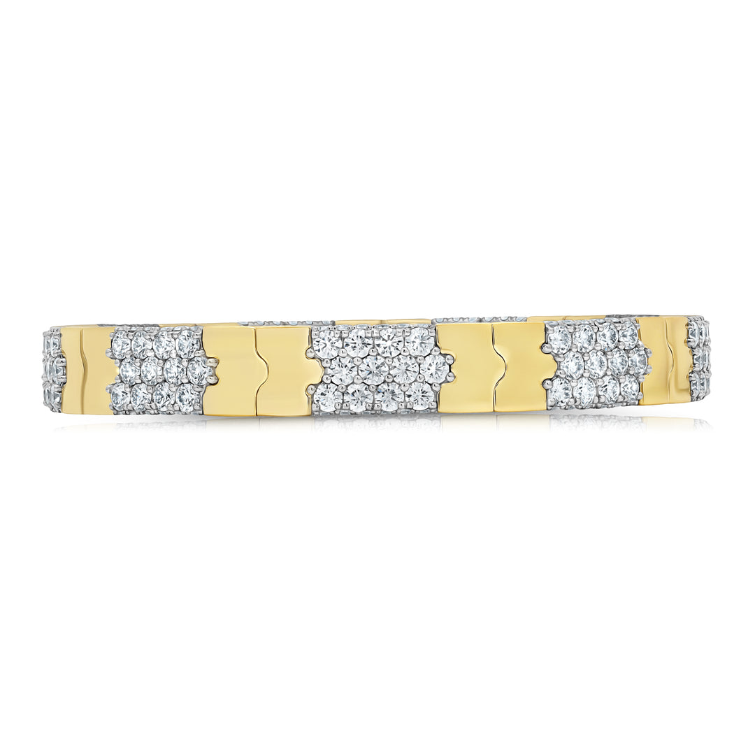 Stretchable Natural Diamond "Puzzle" Stretch Bracelet in Platinum & 18K Yellow Gold
