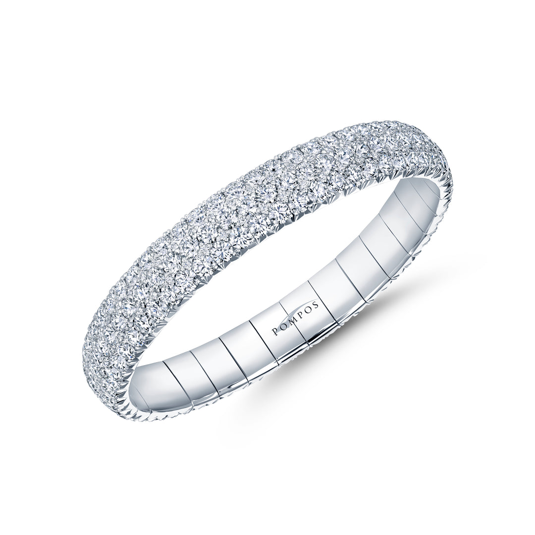 Domed 'Peek-A-Boo" Natural Diamond Stretch Bracelet