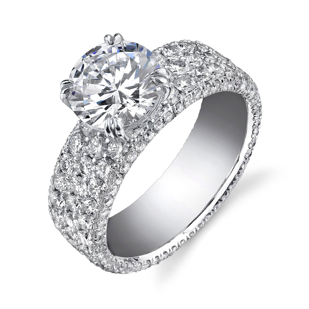 3-Row Pave Top & Side Diamond Ring