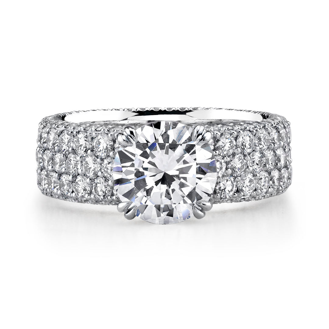 3-Row Pave Top & Side Diamond Ring