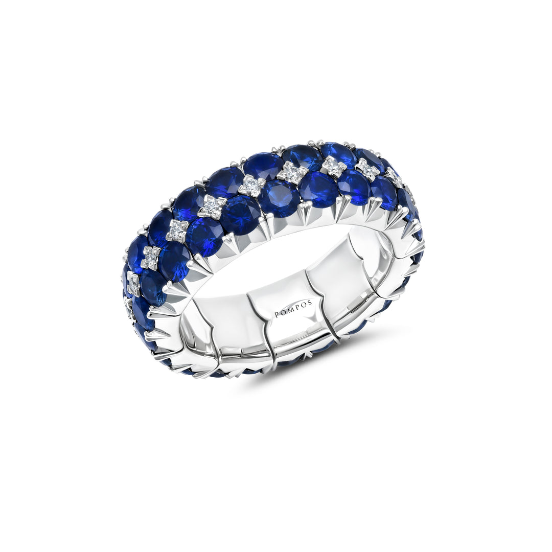 Stretchable Peek-A-Boo Sapphire & Diamond Eternity Band in Platinum