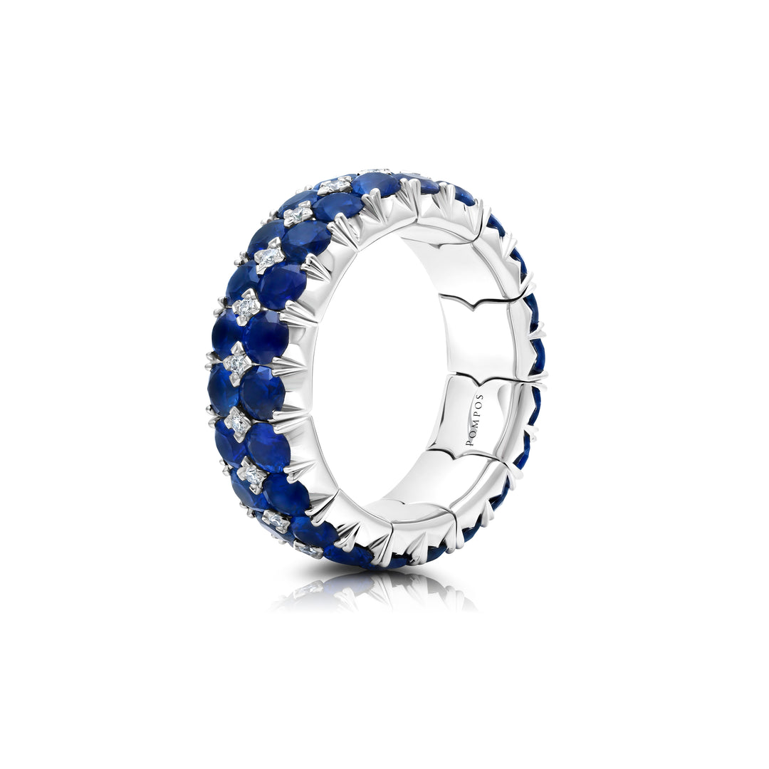 Stretchable Peek-A-Boo Sapphire & Diamond Eternity Band in Platinum