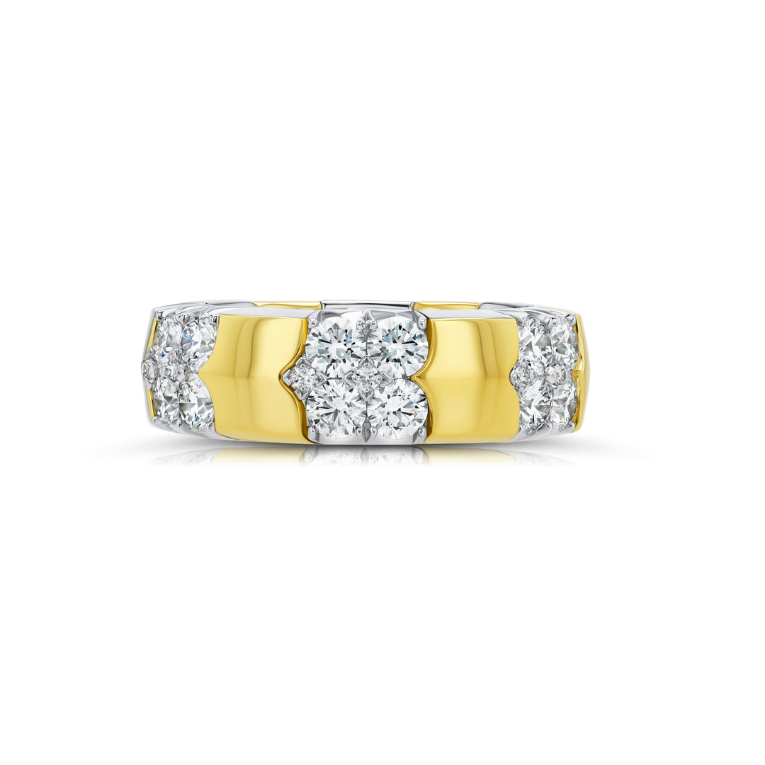Stretchable "Bold Puzzle" Diamond Eternity Band in 18K Yellow Gold