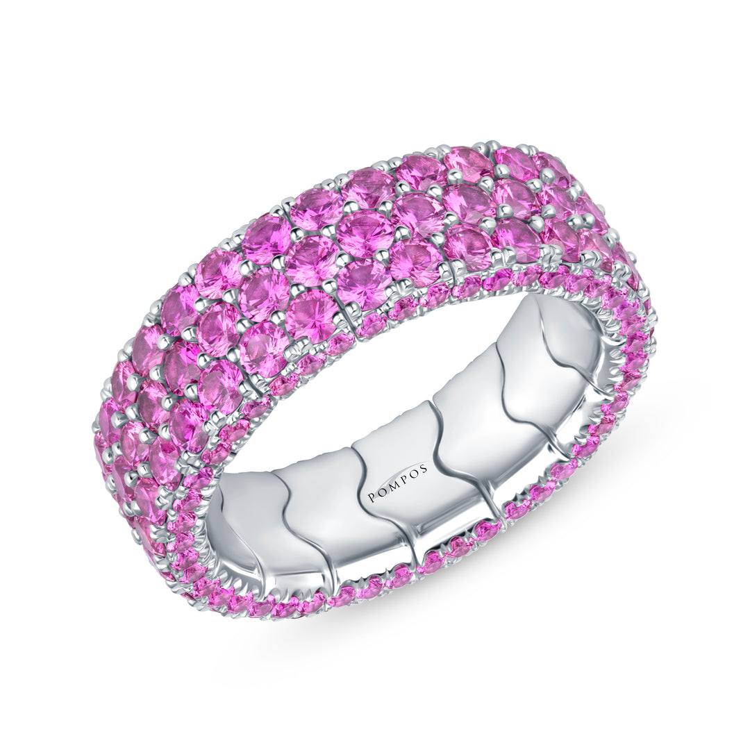 Stretchable Pink Sapphire Eternity Band in Platinum